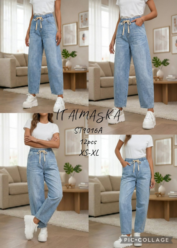 Spodnie damskie jeansy Roz XS-XL, 1 Kolor Paczka 12 szt